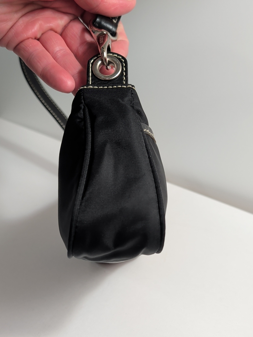 Vintage Lauren Ralph Lauren Black Nylon Mini Baguette Shoulder Bag - Picture 6 of 10
